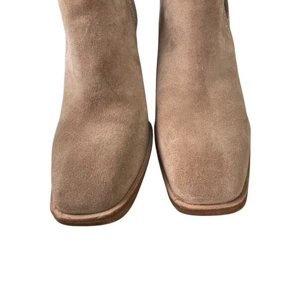 Jeffrey Campbell Rosalee Ankle Boots Women's 9 Suede Pull On Chunky Heel Beige - Picture 3 of 12